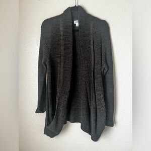 Market & Spruce Women’s Green Open Front Open Knit Cardigan Sweater Size Large